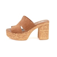 Kadın Taba Platform Topuklu Deri Terlik