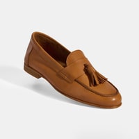 Kadın Taba Püskül Detaylı Slip-On Deri Loafer