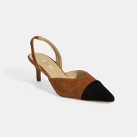 Kadın Taba Slingback Süet Topuklu Ayakkabı 