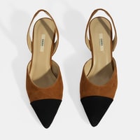 Kadın Taba Slingback Süet Topuklu Ayakkabı 