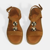 Kadın Taba Süet Gold Aksesuarlı Sandalet