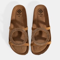 Kadın Taba Taş Detaylı Süet Terlik