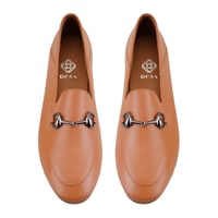 Kadın Taba Toka Aksesuarlı Deri Babet