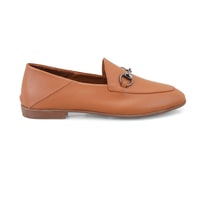 Kadın Taba Toka Aksesuarlı Deri Babet