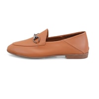 Kadın Taba Toka Aksesuarlı Deri Babet