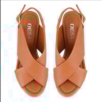 Kadın Taba Topuklu Deri Sandalet