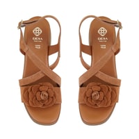 Kadın Taba Topuklu Süet Deri Sandalet