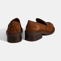 Kadın Taba Topuklu Süet Loafer