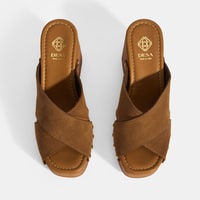 Kadın Taba Zımba Detaylı Süet Dolgu Topuklu Terlik