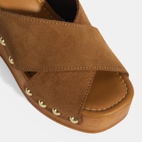 Kadın Taba Zımba Detaylı Süet Dolgu Topuklu Terlik