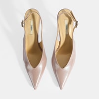 Kadın Ten Ayarlanabilir Taşlı Toka Detaylı Rugan Topuklu Ayakkabı