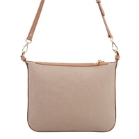 Kadın Ten Deri Biyeli Kanvas Omuz Çantası