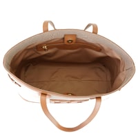 Kadın Ten Deri Biyeli Kanvas Omuz Çantası