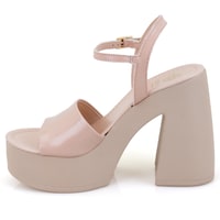 Kadın Ten Platform Topuklu Deri Sandalet