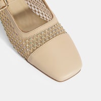 Kadın Ten Toka Aksesuarlı File Babet