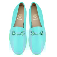 Kadın Turkuaz Deri Loafer