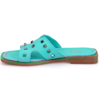 Kadın Turkuaz Deri Terlik