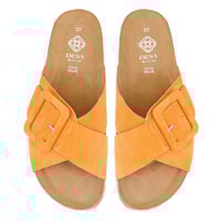 Kadın Turuncu Ayarlanabilir Süet Deri Terlik