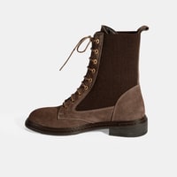 Kadın Vizon Lastik Detaylı Bağcıklı Süet Postal Bot