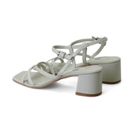 Kadın Yeşil Ayarlanabilir Tokalı Topuklu Deri Sandalet