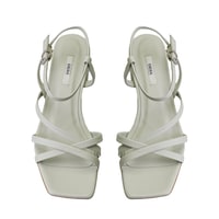 Kadın Yeşil Ayarlanabilir Tokalı Topuklu Deri Sandalet