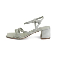 Kadın Yeşil Ayarlanabilir Tokalı Topuklu Deri Sandalet