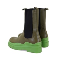 Kadın Yeşil Deri Chelsea Bot