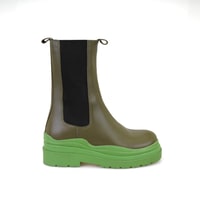 Kadın Yeşil Deri Chelsea Bot