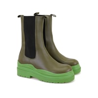 Kadın Yeşil Deri Chelsea Bot