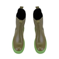 Kadın Yeşil Deri Chelsea Bot