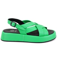 Kadın Yeşil Dolgu Tabanlı Deri Sandalet