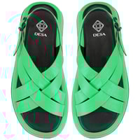 Kadın Yeşil Dolgu Tabanlı Deri Sandalet