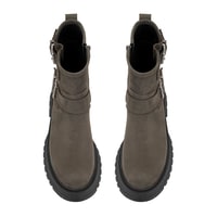 Kadın Yeşil Kemer Aksesuarlı Topuklu Deri Bot