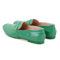 Kadın Yeşil Kroko Baskılı Deri Loafer