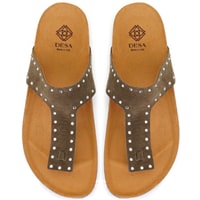 Kadın Yeşil Parmak Arası Süet Deri Terlik