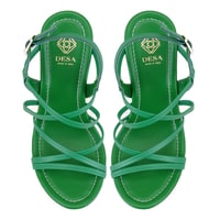 Kadın Yeşil Platform Topuklu Deri Sandalet