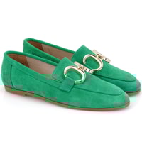 Kadın Yeşil Süet Deri Loafer