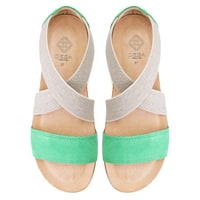 Kadın Yeşil Süet Deri Sandalet
