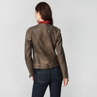 Kahve Breezy Kadın Troklu Deri Mont