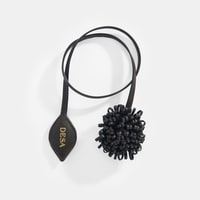 Kahve Çiçek Figürlü Monogram Detaylı Deri Charm