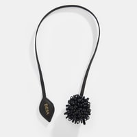 Kahve Çiçek Figürlü Monogram Detaylı Deri Charm