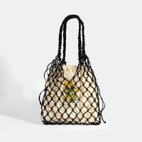 KEDV Mimozalı Deri Örgü Çanta