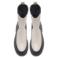 Keira Beyaz Kadın Yandan Lastikli Deri Chelsea Bot