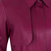 Kelly Bordo Kadın Deri Trençkot