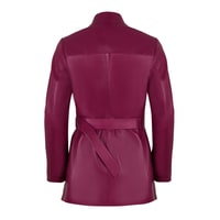 Kelly Bordo Kadın Deri Trençkot