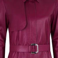 Kelly Bordo Kadın Deri Trençkot