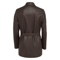 Kelly Kahve Kadın Deri Trençkot