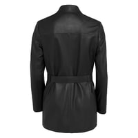 Kelly Siyah Kadın Deri Trençkot