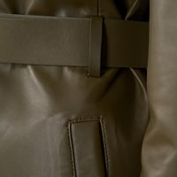 Kelly Yeşil Kadın Deri Trençkot