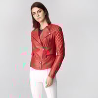 Kırmızı Adonita Kadın Deri Mont